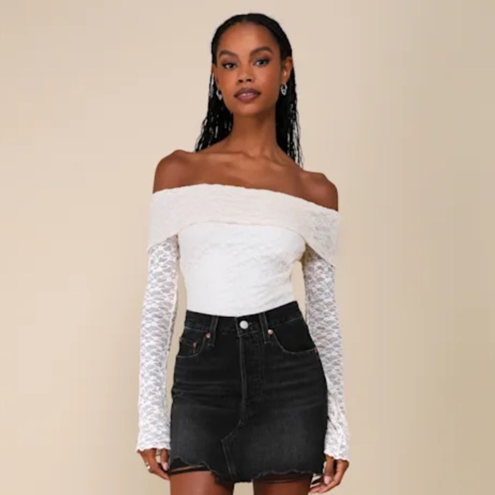 Lulus Lace Off-the-Shoulder Top NWT